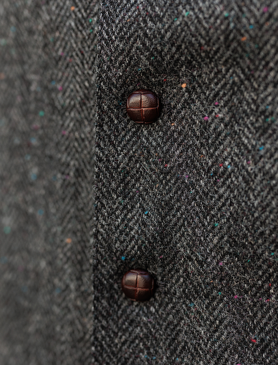 Aran Cashmere Donegal Tweed Waistcoat - Charcoal Fleck