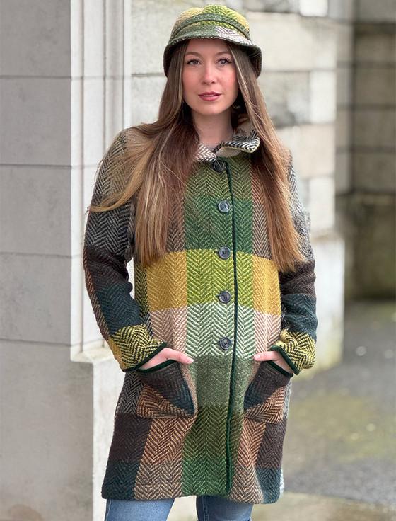 Aran Cashmere Emma Tweed Herringbone Coat - Donegal Forest