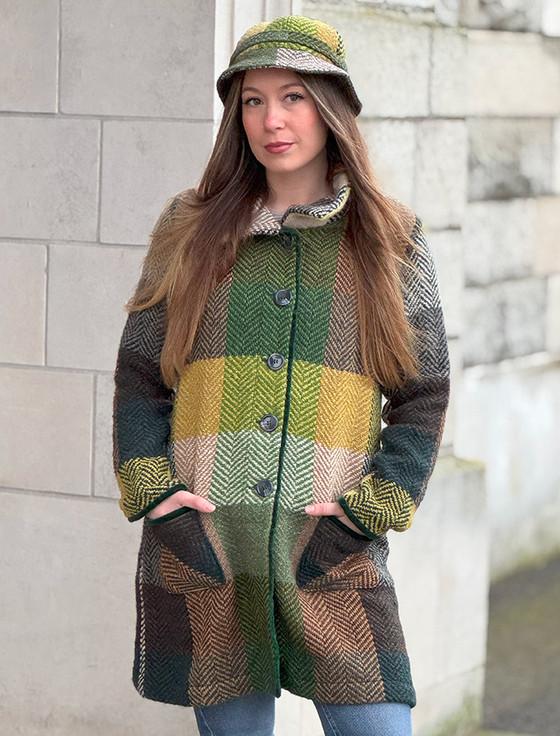 Aran Cashmere Emma Tweed Herringbone Coat - Donegal Forest