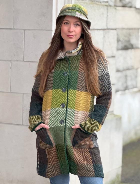 Aran Cashmere Emma Tweed Herringbone Coat - Donegal Forest