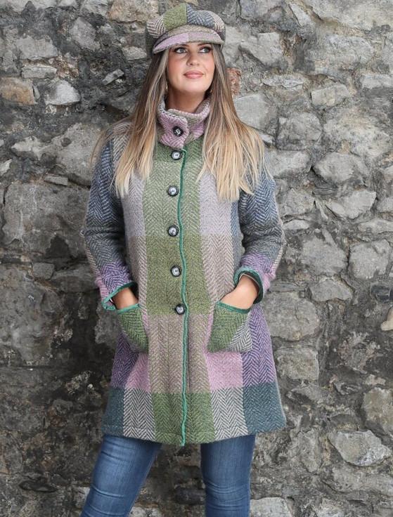 Aran Cashmere Emma Tweed Herringbone Coat - Donegal Loden