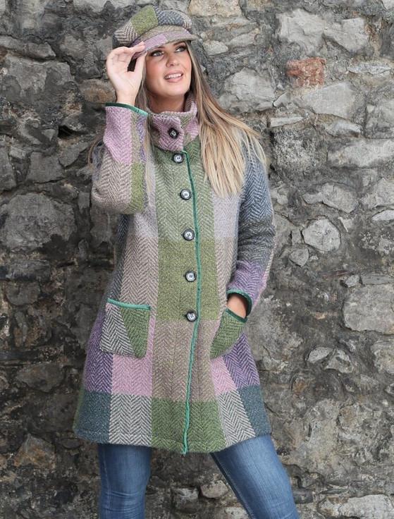 aran cashmere Emma Tweed Herringbone Coat - Donegal Loden