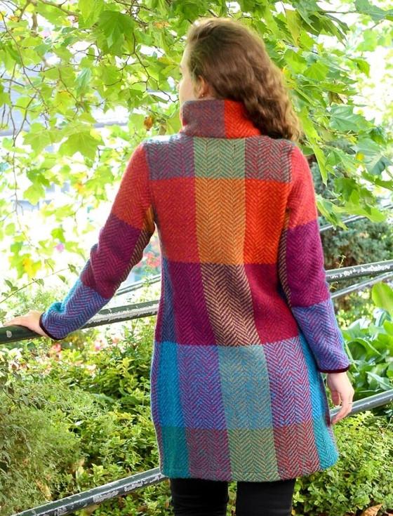 Aran Cashmere Emma Tweed Herringbone Coat - Donegal Red