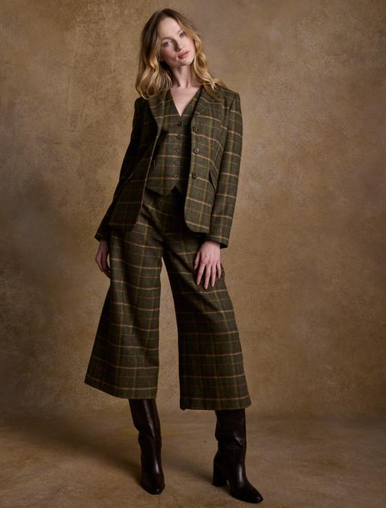 Aran Cashmere Enya Tweed Culottes - Green Country Check