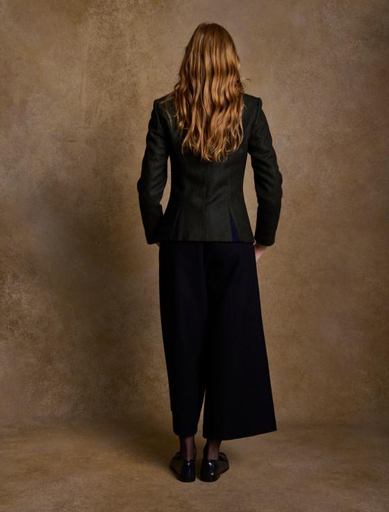 Aran Cashmere Enya Tweed Culottes - Green Herringbone