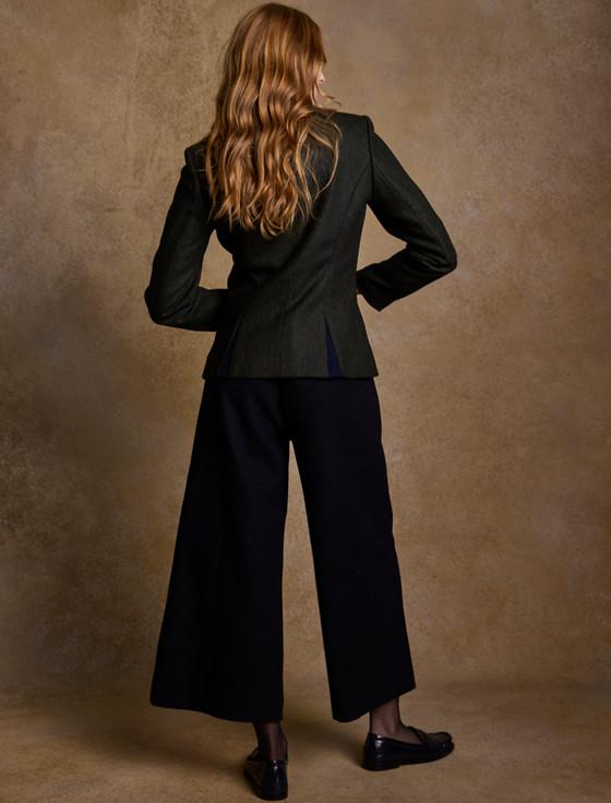 Aran Cashmere Enya Tweed Culottes - Green Herringbone