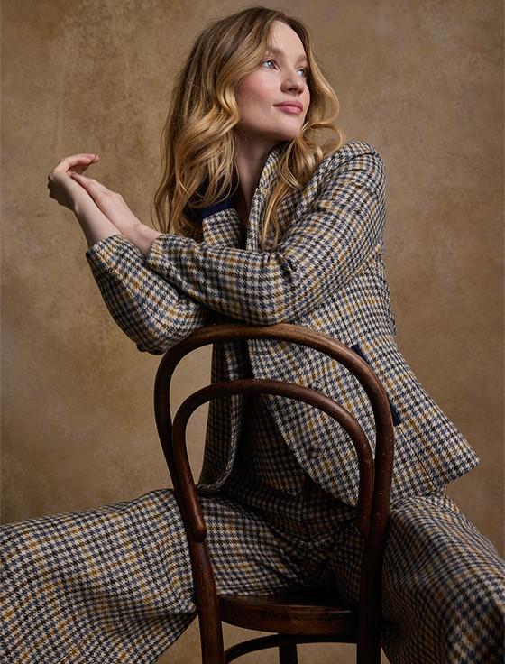 Aran Cashmere Enya Tweed Culottes - Saffron Cobalt Blue