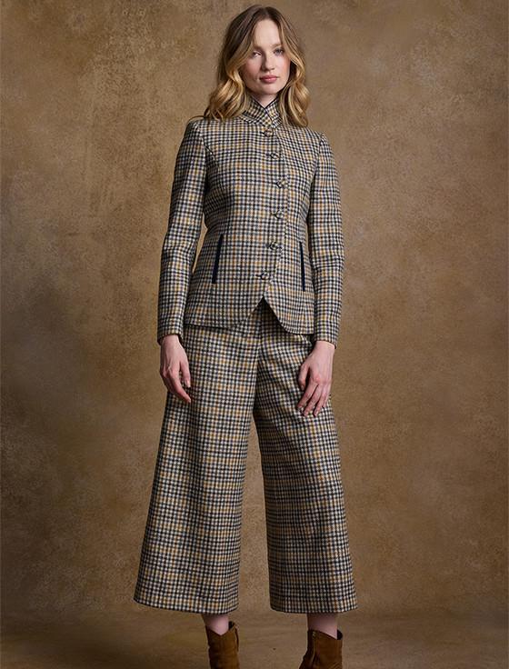 aran cashmere Enya Tweed Culottes - Saffron Cobalt Blue