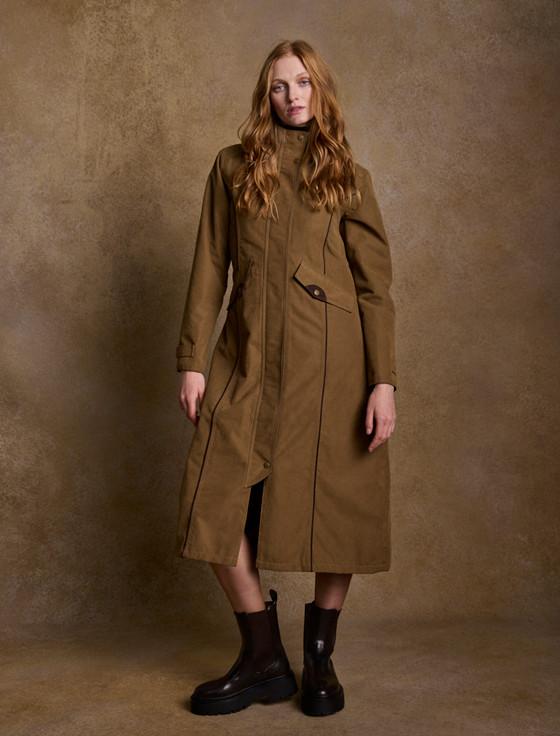 aran cashmere Erin Ladies Waterproof Long Riding Coat - Camel
