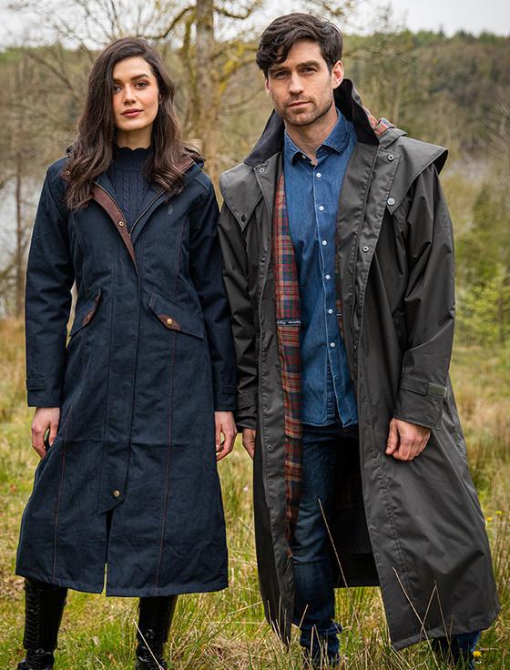 Aran Cashmere Erin Ladies Waterproof Long Riding Coat - Heritage Navy