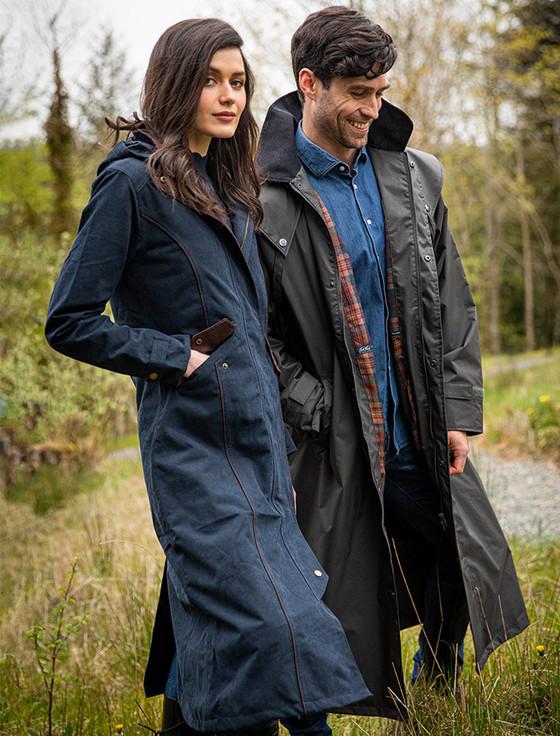 Aran Cashmere Erin Ladies Waterproof Long Riding Coat - Heritage Navy