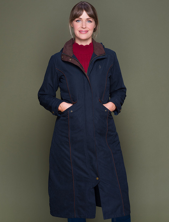 Aran Cashmere Erin Ladies Waterproof Long Riding Coat - Heritage Navy