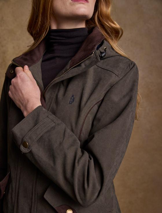 Aran Cashmere Erin Ladies Waterproof Long Riding Coat - Olive