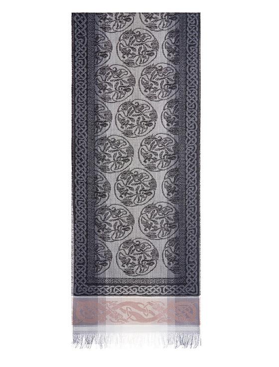 Aran Cashmere Extra Soft Celtic Motif Scarf - Charcoal