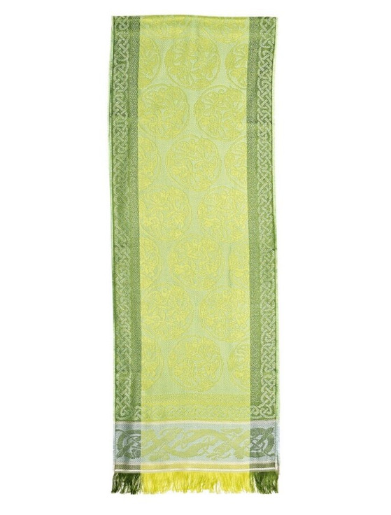 Aran Cashmere Extra Soft Celtic Motif Scarf - Lime Green