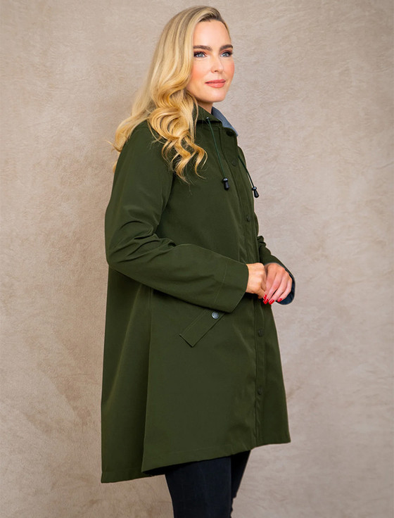 Aran Cashmere Fiadh Ladies Waterproof 3/4 Coat - Olive