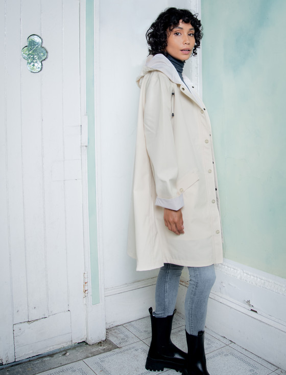 Aran Cashmere Fiadh Ladies Waterproof 3/4 Coat - Pearl