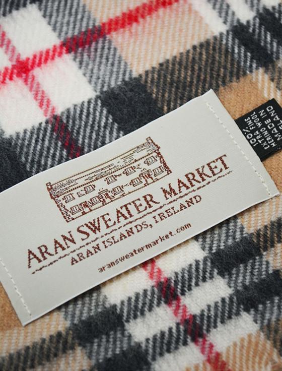 Aran Cashmere Fine Merino Plaid Scarf - Camel Of Merrick