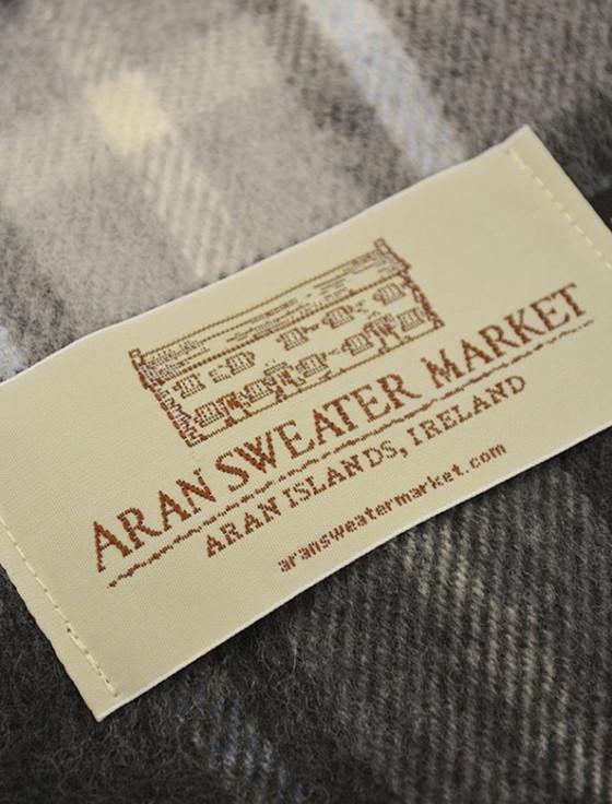 Aran Cashmere Fine Merino Plaid Scarf - Charcoal Tan Green