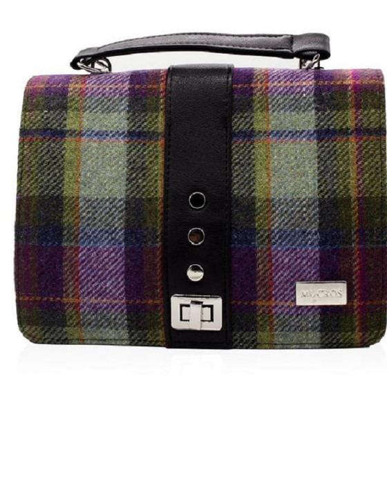 Aran Cashmere Fiona Tweed Bag - Green And Purple Plaid