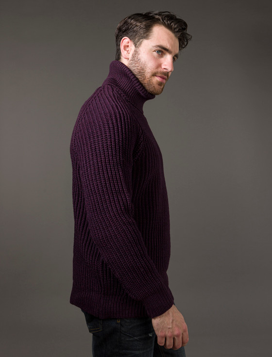 Aran Cashmere ‎Fisherman's Meri‎no Ribbed Turtleneck Sweater