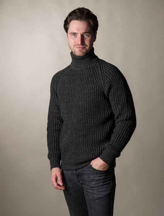aran cashmere Fisherman's Merino Ribbed Turtleneck Sweater‎‎‎‎