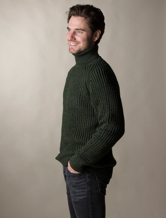 Aran Cashmere Fisherman's Merino Ribbed Turtleneck Sweater‎‎‎
