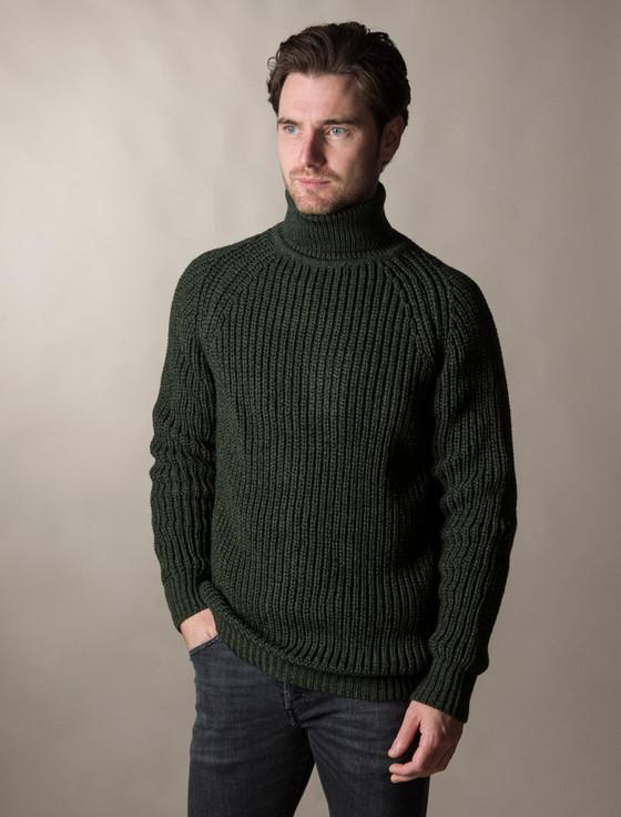 aran cashmere Fisherman's Merino Ribbed Turtleneck Sweater‎‎‎