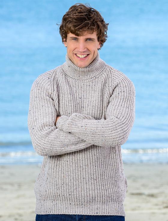 aran cashmere Fisherman's Merino Ribbed Turtleneck Sweater‎‎‎‎‎‎
