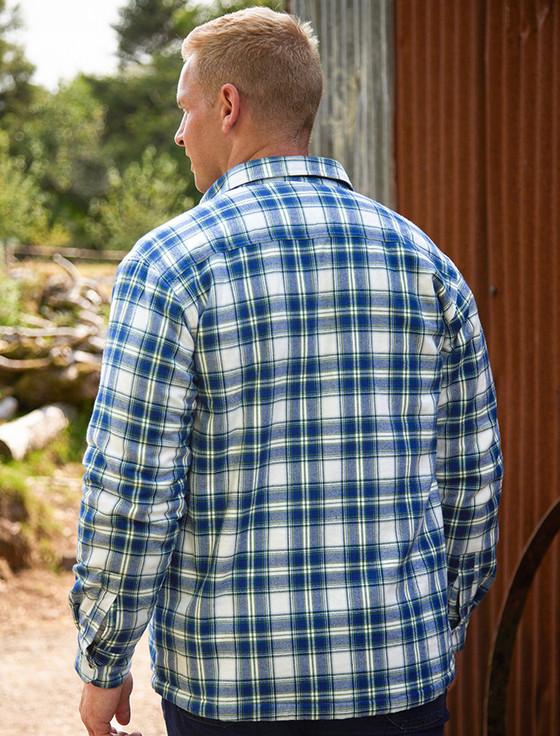 Aran Cashmere Fleece Lined Flannel Shirt - Douglas Blue Tartan