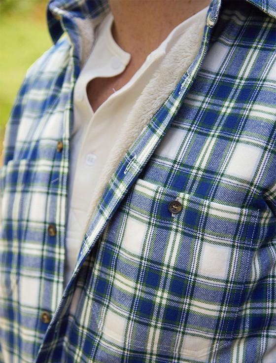 Aran Cashmere Fleece Lined Flannel Shirt - Douglas Blue Tartan