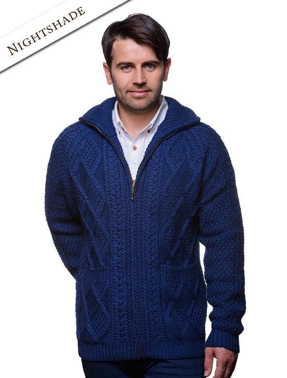 Aran Cashmere H‎and ‎Knit Zipper Cardigan With Pockets