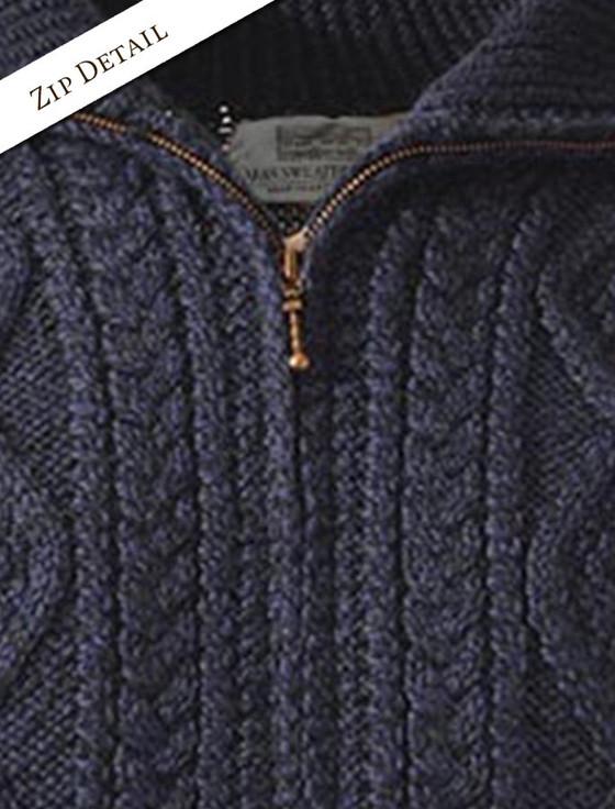 Aran Cashmere H‎and ‎Knit Zipper Cardigan With Pockets