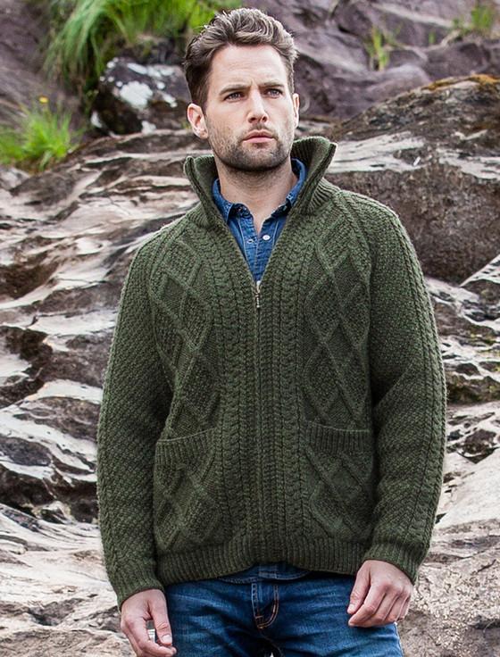 Aran Cashmere ‎‎Hand ‎K‎nit Zipper Cardigan With Pockets