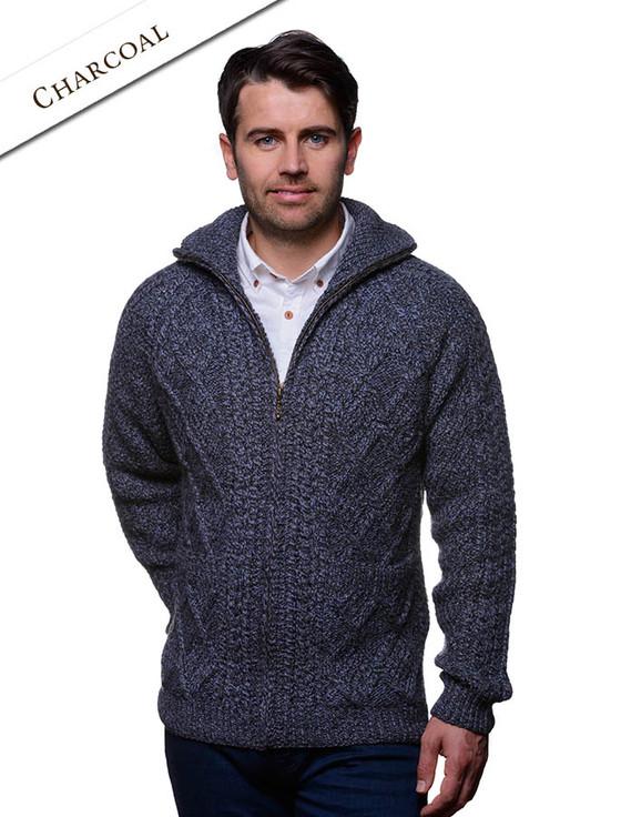 Aran Cashmere ‎Hand ‎Knit Zip‎per Cardigan With Pockets