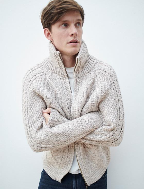 Aran Cashmere ‎Hand ‎Knit Zipper Cardigan With Pockets
