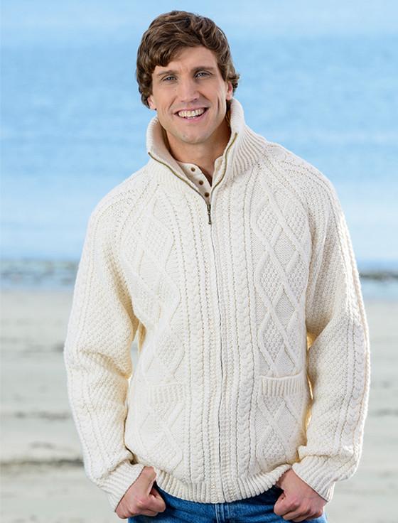 Aran Cashmere ‎Hand ‎Knit Zipper Cardigan With Pockets