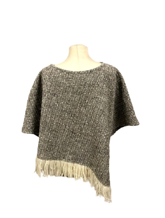 Aran Cashmere Handwoven Ladies Tweed Fringed Poncho