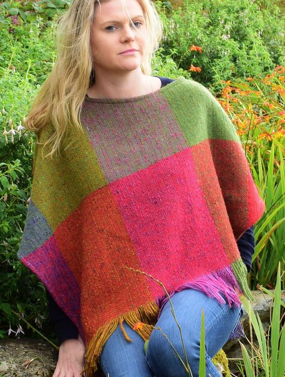aran cashmere Handwoven Ladies Tweed Fringed Poncho