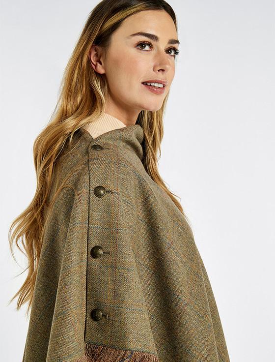 Aran Cashmere Hazelwood Pure Wool Tweed Poncho - Burren