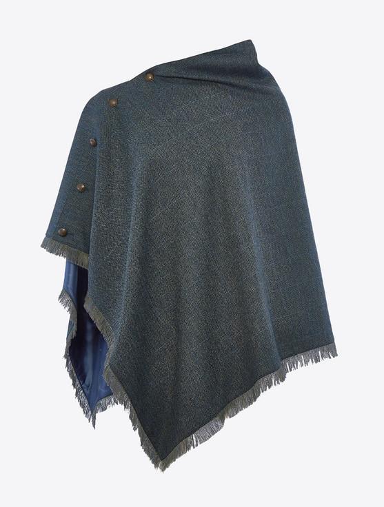 Aran Cashmere Hazelwood Pure Wool Tweed Poncho - Mist
