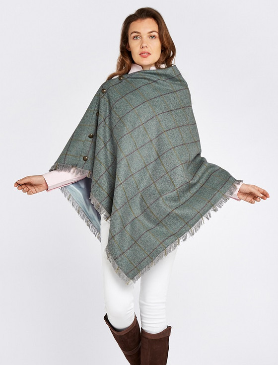 Aran Cashmere Hazelwood Pure Wool Tweed Poncho - Sorrel