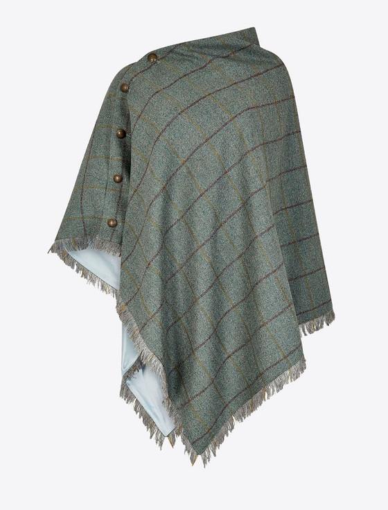 Aran Cashmere Hazelwood Pure Wool Tweed Poncho - Sorrel