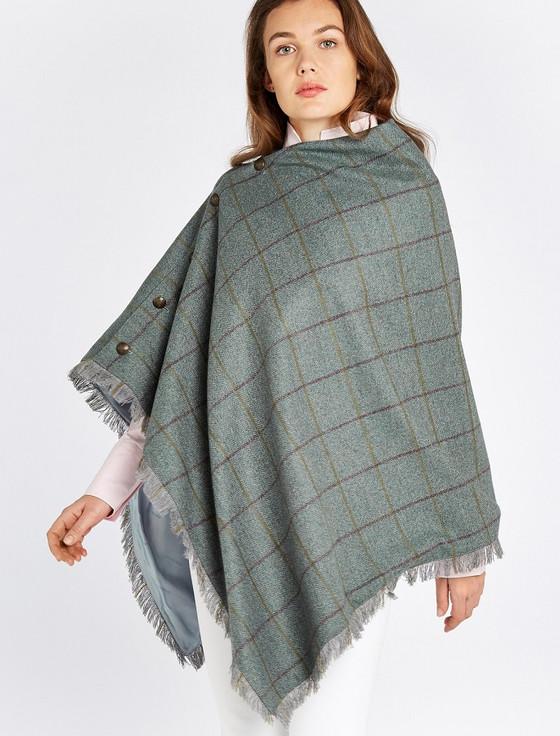 aran cashmere Hazelwood Pure Wool Tweed Poncho - Sorrel