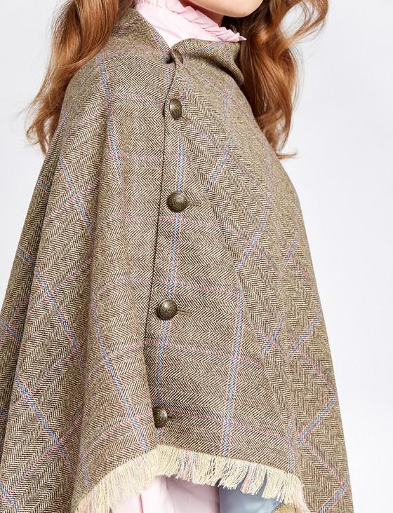 Aran Cashmere Hazelwood Pure Wool Tweed Poncho - Woodrose