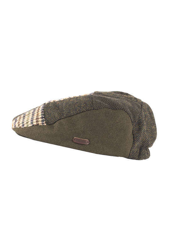 Aran Cashmere Heritage Patchwork Flat Cap - Multi Green Brown