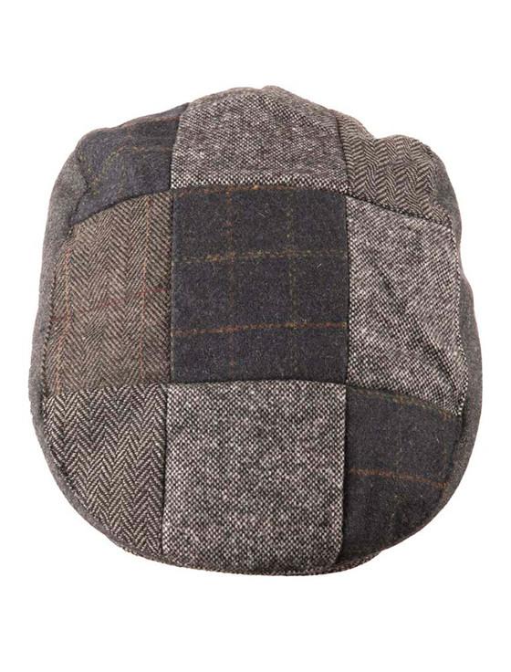 Aran Cashmere Heritage Patchwork Flat Cap - Multi Grey Blue