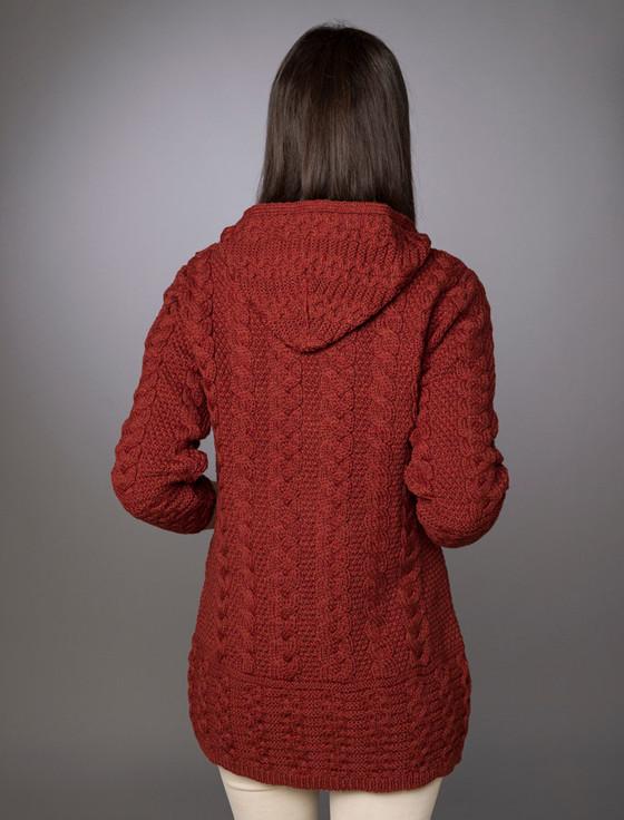 Aran Cashmere Hoode‎d C‎oatiga‎n With Celtic Knot Zipper Pull‎‎‎