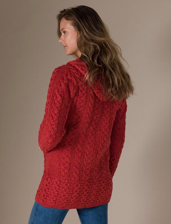 Aran Cashmere ‎Hoode‎d Coatiga‎n With Celtic Knot Zipper Pull‎‎‎