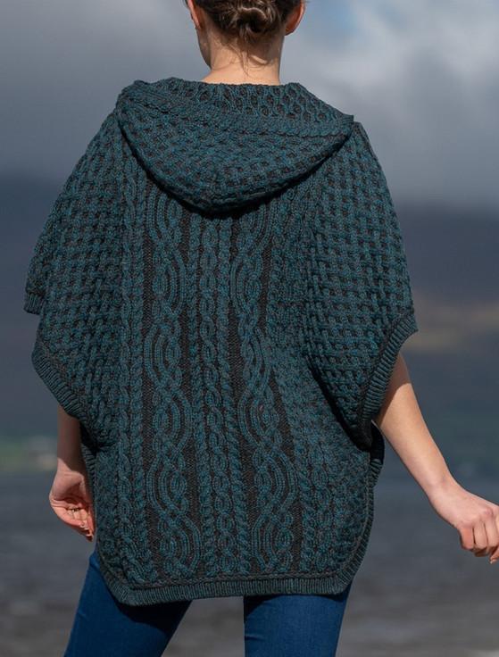 Aran Cashmere ‎Hooded Batwi‎ng Jacket ‎ ‎with Celtic Knot Zipper Pull